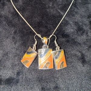 DIVINCI 5 PIECE ENAMELED PENDANTS, EARRINGS, AND RING